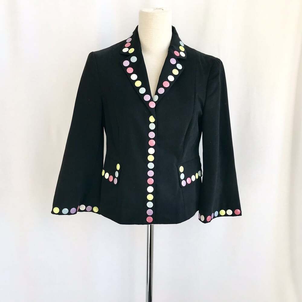 Moschino Cheap & Chic Polka Dot Trim Blazer Black Tailored Designer Jacket IT 40